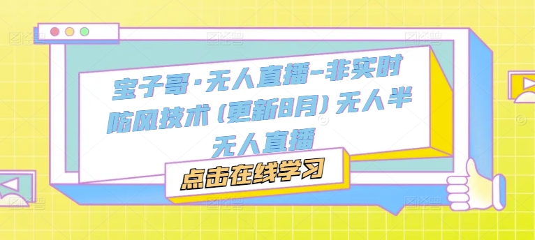 宝子哥·无人直播-非实时防风技术(更新25年5月)无人半无人直播-创富笔记