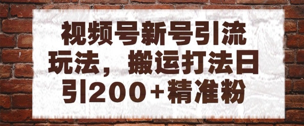 视频号新号引流玩法，搬运打法日引200+精准粉，可矩阵放大【揭秘】-创富笔记