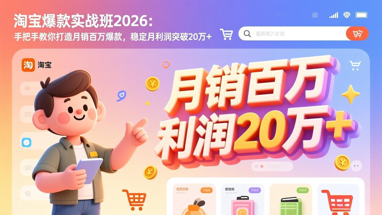淘宝爆款实战班-2026年2月更新：手把手教你打造月销百万爆款，稳定月利润突破20万+-创富笔记
