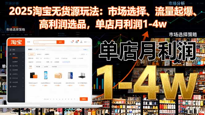 2025淘宝无货源玩法:市场选择、流量起爆、高利润选品,单店月利润1-4w-创富笔记