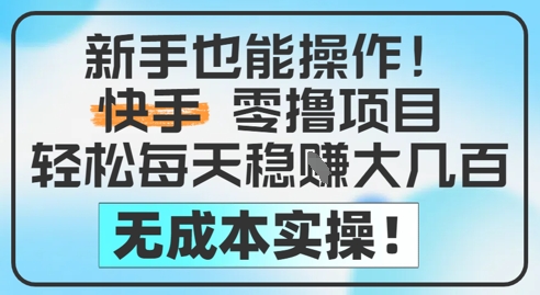 新手也能操作，快手零撸挣米，轻松每天挣2-5张，完全无成本-创富笔记