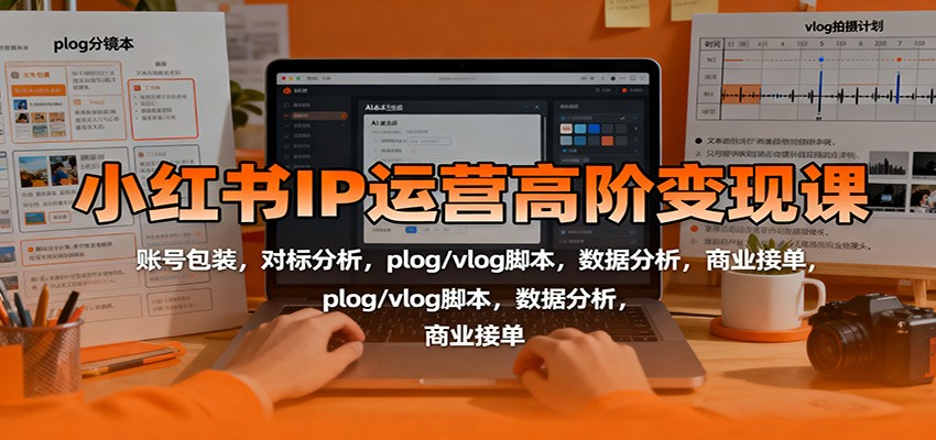 小红书IP运营高阶变现课:账号包装,对标分析,plog/vlog脚本,数据分析,商业接单-创富笔记