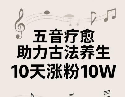 古法五音养生教程，五音疗愈的视频的制作方法，2-4小时就能学会，作者10天涨粉10W-创富笔记