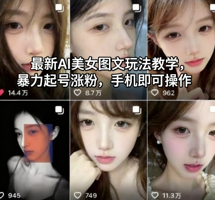 最新AI美女图文玩法教学,暴力起号涨粉,手机即可操作-创富笔记
