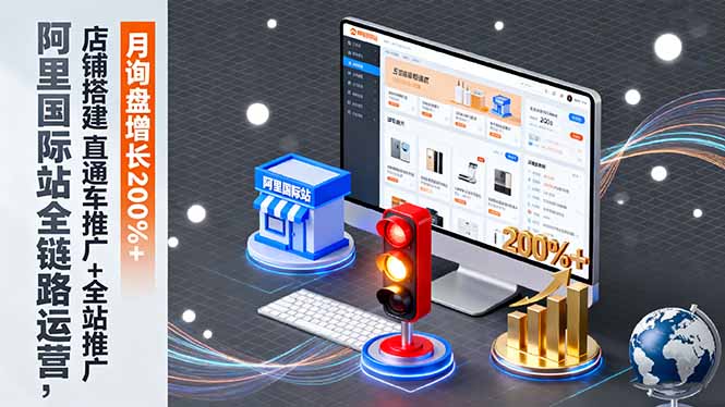 阿里国际站全链路运营,店铺搭建+直通车推广+全站推广,月询盘增长200%+-创富笔记