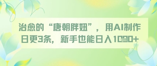 治愈的“唐朝胖妞”，用AI制作日更3条，新手也能日入多张-创富笔记