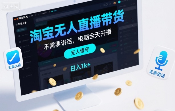 淘宝无人直播带货,不需要出镜,不需要讲话,电脑全天开播,轻松上手,日入1k+【揭秘】-创富笔记