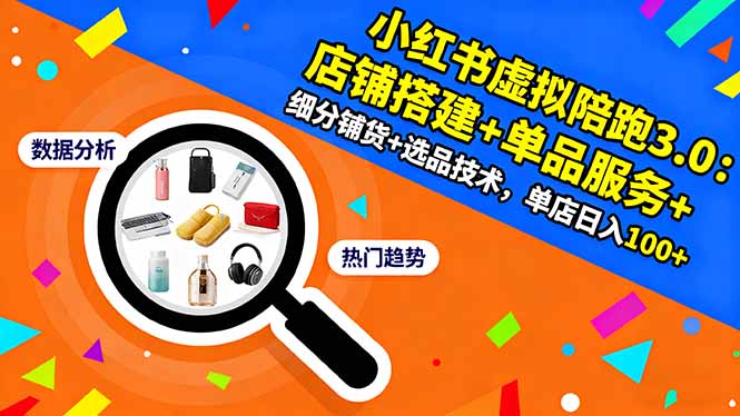 小红书虚拟陪跑3.0:店铺搭建+单品服务+细分铺货+选品技术,单店日入100+-创富笔记