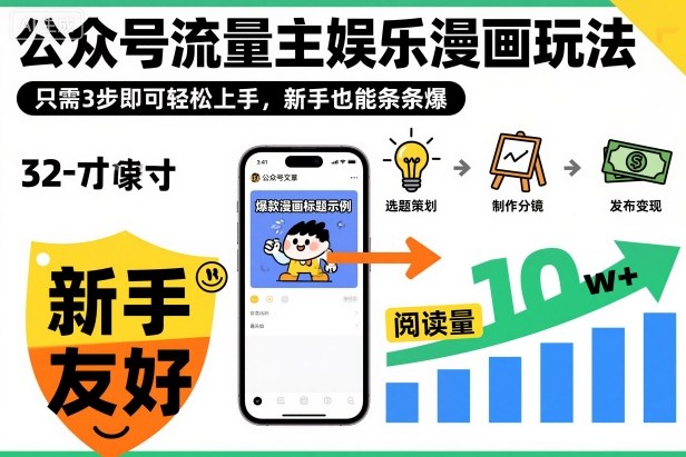 公众号流量主娱乐漫画玩法,只需3步即可轻松上手,新手也能条条爆-创富笔记
