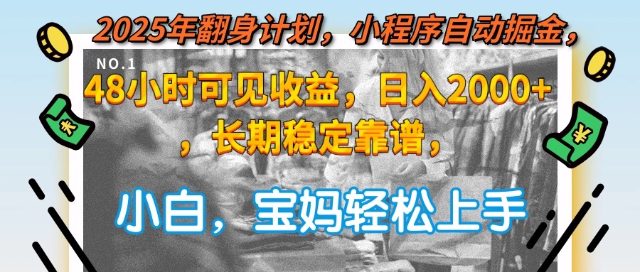2025年翻身计划，小程序自动掘金48小时可见收益，日入2000+，长期稳定…-创富笔记