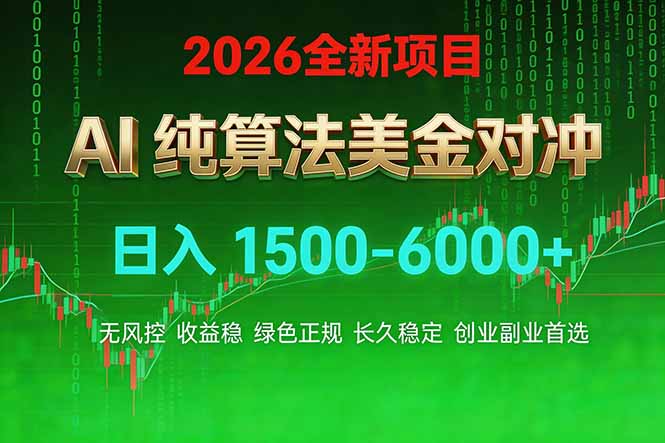 2026 全新美金对冲项目,不套平台赠金,不封号,纯算法对冲,日入 1500-6000+-创富笔记