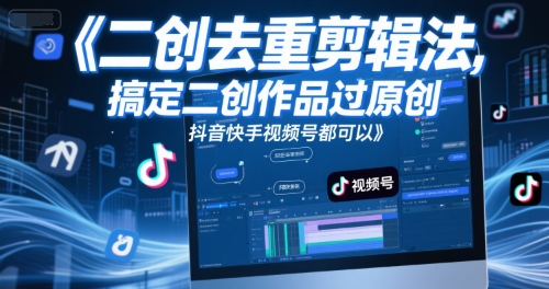 短视频二创去重剪辑法，搞定二创作品过原创，抖音快手视频号都可以-创富笔记