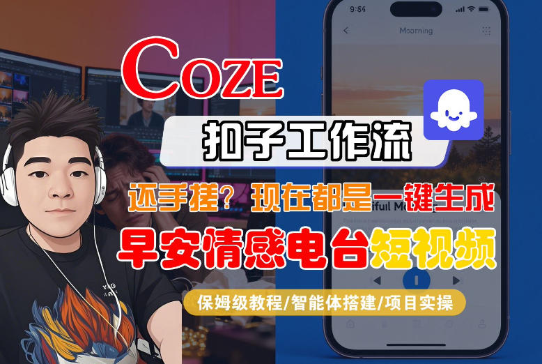 【Coze工作流搭建实操教程】【coze】早安情感电台日签视频还在手动做？用扣子工作流自动生成，省时90%-创富笔记