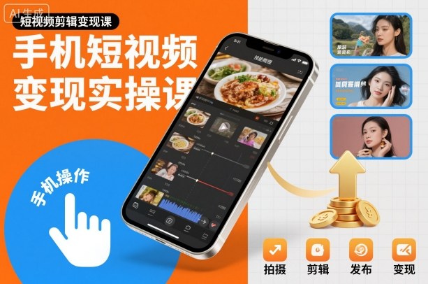 手机短视频变现实操课，短视频剪辑变现课-创富笔记