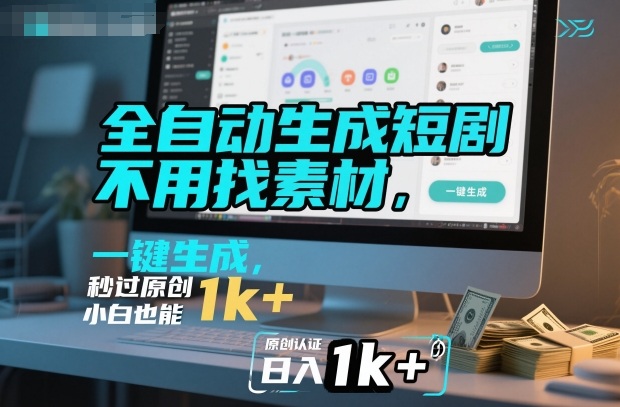 全自动生成短剧,不用找素材,不用剪辑,一键生成,秒过原创,小白也能轻松日入1k+【揭秘】-创富笔记