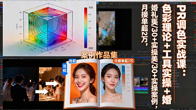 PR调色实战课:色彩理论+工具实操+婚礼医美/30+实操案例,月接单超2万-创富笔记