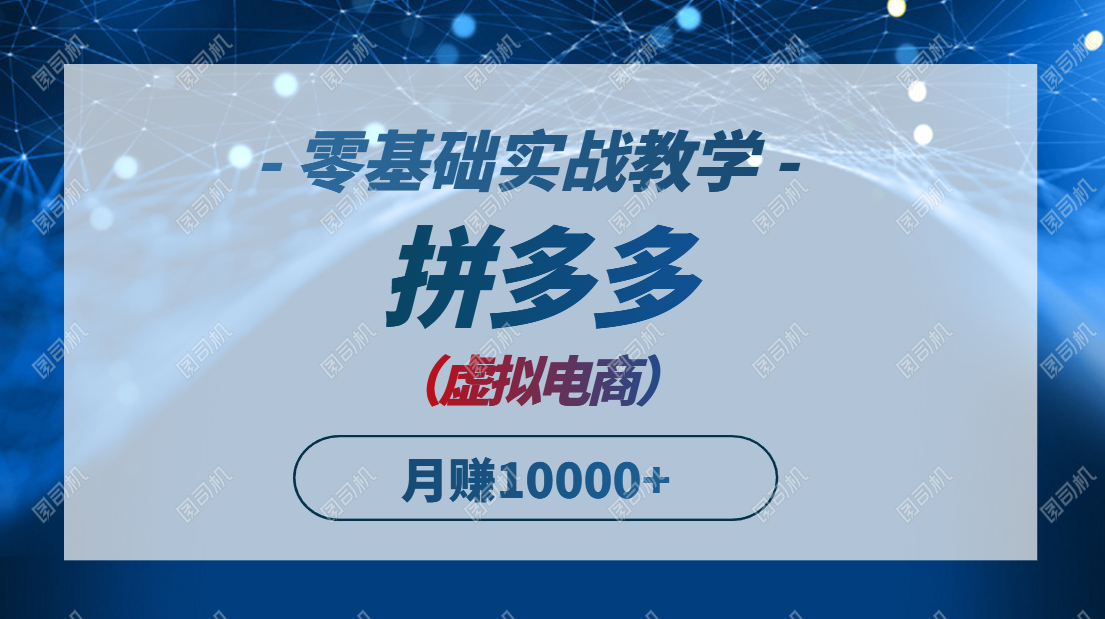 拼多多虚拟电商，零基础实战教学，快速打爆商品，新手也能月入10000+-创富笔记
