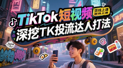TikTok短视频带货线上课，深挖TK投流达人打法-创富笔记
