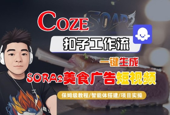 Coze扣子智能体工作流一键生成“SORA2美食广告“短视频,全流程保姆级教学-创富笔记