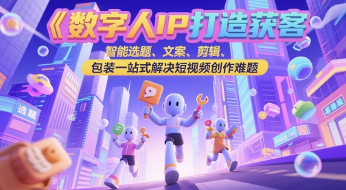 数字人IP打造获客变现实操课，智能选题、文案、剪辑、包装一站式解决短视频创作难题-创富笔记