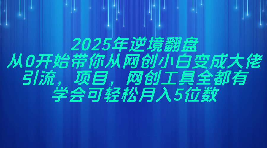 2025年逆境翻盘，从0开始带你从网创小白变成大佬，引流，项目，网创工…-创富笔记