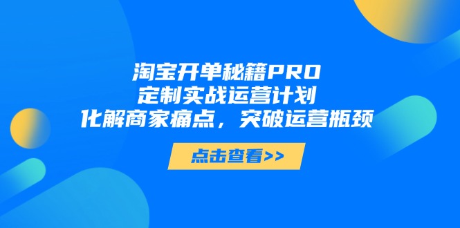 淘宝开单秘籍PRO，定制实战运营计划，化解商家痛点，突破运营瓶颈-创富笔记