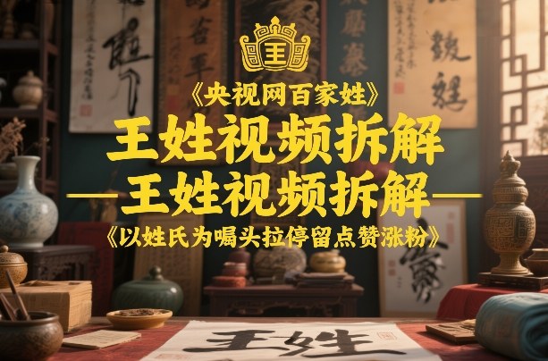 央视网百家姓–王姓视频拆解，以姓氏为噱头拉停留点赞涨粉-创富笔记
