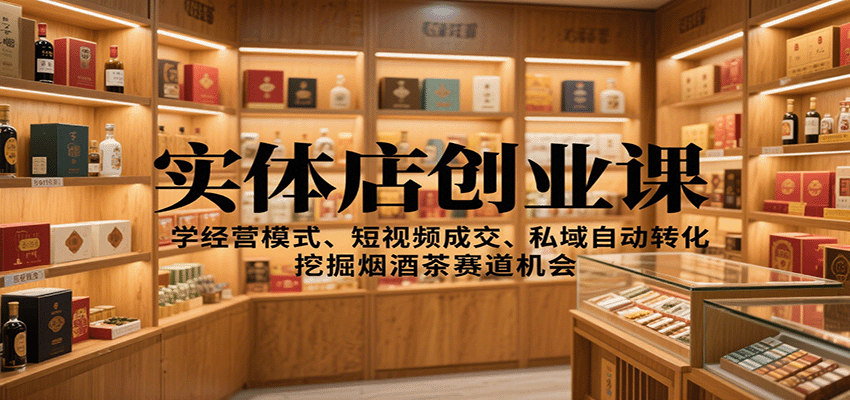 实体店创业课:学经营模式、短视频成交、私域自动转化,挖掘烟酒茶赛道机会-创富笔记