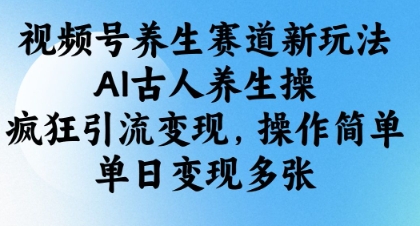 视频号养生赛道新玩法，AI古人养生操，疯狂引流变现，操作简单，单日变现多张-创富笔记