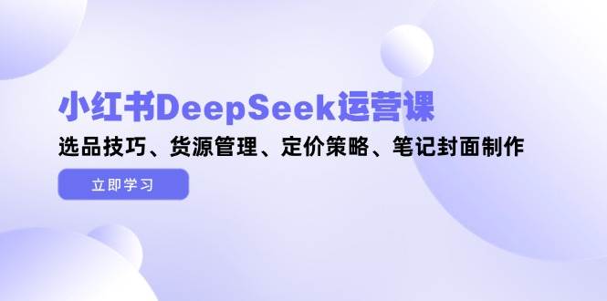 小红书DeepSeek运营课，选品技巧、货源管理、定价策略、笔记封面制作-创富笔记