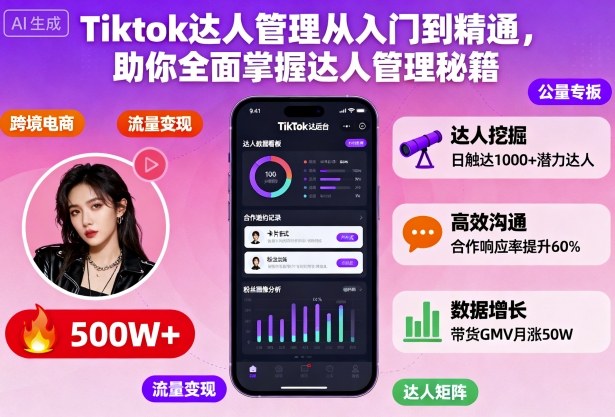 Tiktok达人管理从入门到精通，助你全面掌握达人管理秘籍-创富笔记