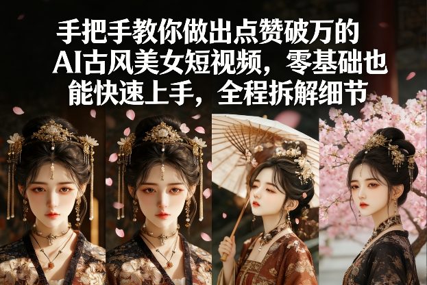手把手教你做出点赞破万的AI古风美女短视频,零基础也能快速上手,全程拆解细节-创富笔记