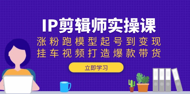 IP剪辑师实操课：涨粉跑模型起号到变现，挂车视频打造爆款带货-创富笔记