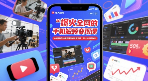 爆火全网的手机短视频变现课，0基础教你拍摄剪辑涨粉运营变现，用一部手机挣钱-创富笔记