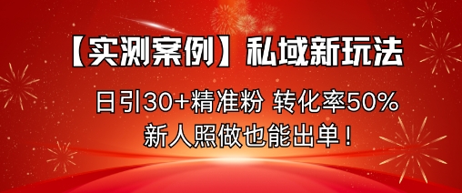 【实测案例】私域新玩法,日引30+精准粉,转化率50%,新人照做也能出单!-创富笔记