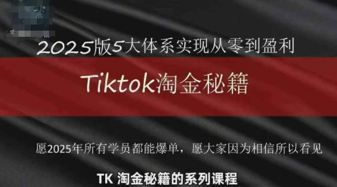 TikTok跨境2025淘金秘籍，​2025TikTok从0到盈利变现-创富笔记