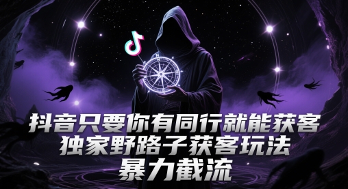 抖音只要你有同行就能获客，独家野路子获客玩法，暴力截流【揭秘】-创富笔记