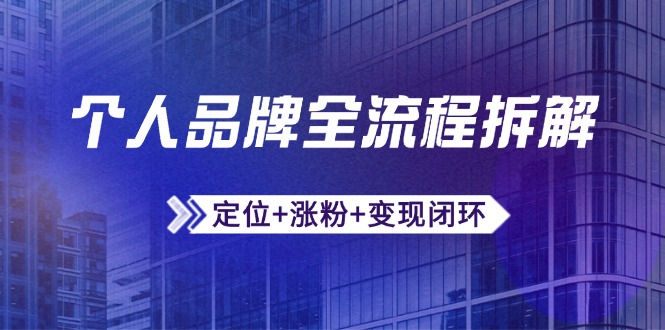 个人品牌全流程拆解：定位+涨粉+变现闭环，微信生态运营与资源整合-创富笔记