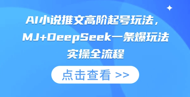 AI小说推文高阶起号玩法，MJ+DeepSeek一条爆玩法实操全流程-创富笔记