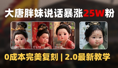 AI大唐胖贵妃说话2.0，40条视频暴涨40w粉，附独家变现攻略-创富笔记