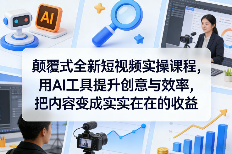 颠覆式全新短视频实操课程，用AI工具提升创意与效率，把内容变成实实在在的收益-创富笔记