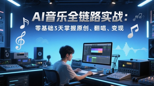 AI音乐全链路实战变现课：零基础3天掌握原创、翻唱、变现-创富笔记