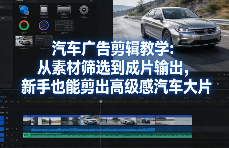 汽车广告剪辑教学：从素材筛选到成片输出，新手也能剪出高级感汽车大片-创富笔记