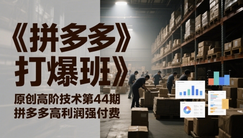 《拼多多打爆班》原创高阶技术第44期，拼多多高利润强付费-创富笔记