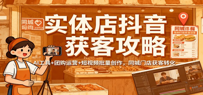 实体店抖音获客攻略：AI工具+团购运营+短视频批量创作，同城门店获客转化-创富笔记