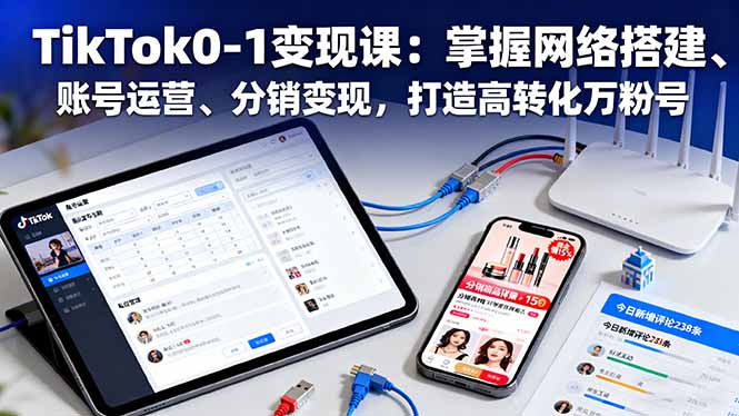 TikTok0-1变现课：掌握网络搭建、账号运营、分销变现，打造高转化万粉号-创富笔记