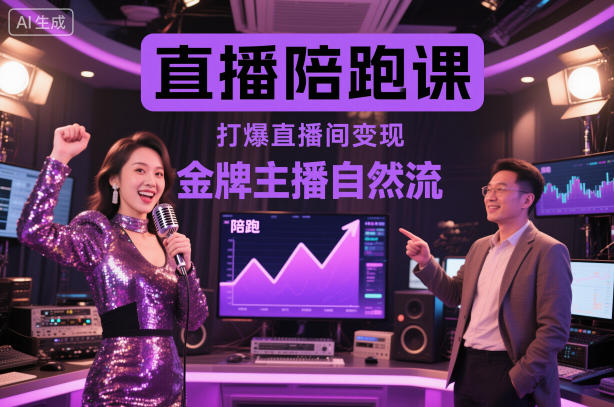 直播陪跑课，金牌主播自然流打爆直播间，复制高变现玩法-创富笔记