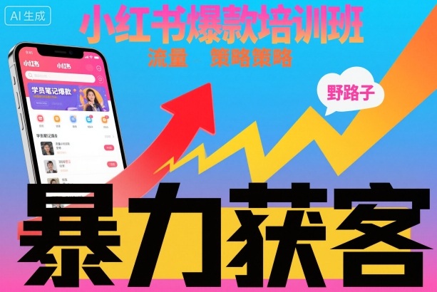 小红书爆款培训班,小红书获客野路子流量打法,暴力持续获客-创富笔记