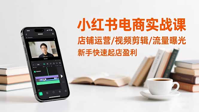 小红书电商实战课：店铺运营/视频剪辑/流量曝光，新手快速起店盈利-创富笔记