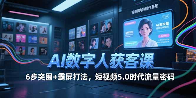 AI数字人获客课，6步突围+霸屏打法，短视频5.0时代流量密码-创富笔记